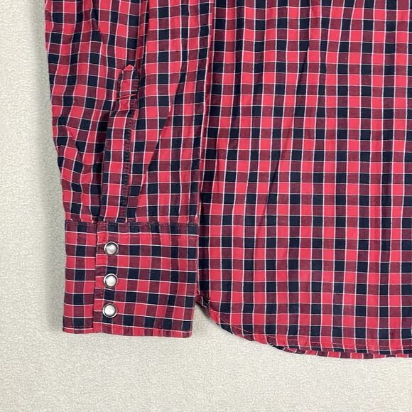 G-Star Raw Shirt Mens Large Red Plaid Long Sleeve Snap Up‎ Graphic Print - Picture 8 of 13